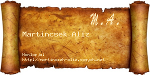 Martincsek Aliz névjegykártya